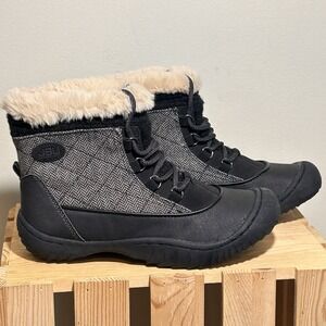 JBU Jambu Womens‎ 6 Ankle Boots Faux Fur Lined Black/ Gray Trek Traction